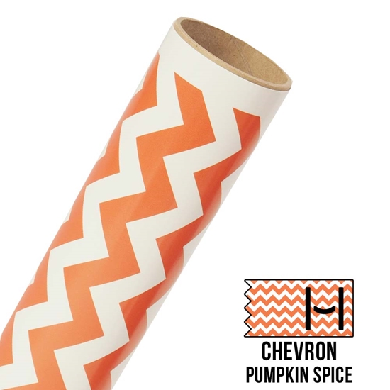 Picture of Happy Face Pattern Adhesive Vinyl - Large Chevron Pumpkin Spice