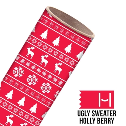 Picture of Happy Face Pattern Iron On Vinyl - Ugly Sweater Holly Berry