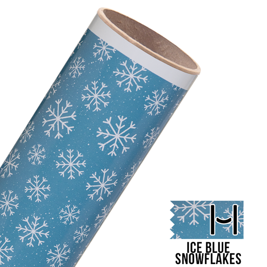 Picture of Happy Face Pattern Adhesive Vinyl - Ice Blue Snowflakes