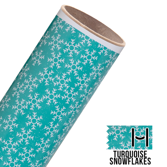 Picture of Happy Face Pattern Adhesive Vinyl - Turquoise Snowflakes