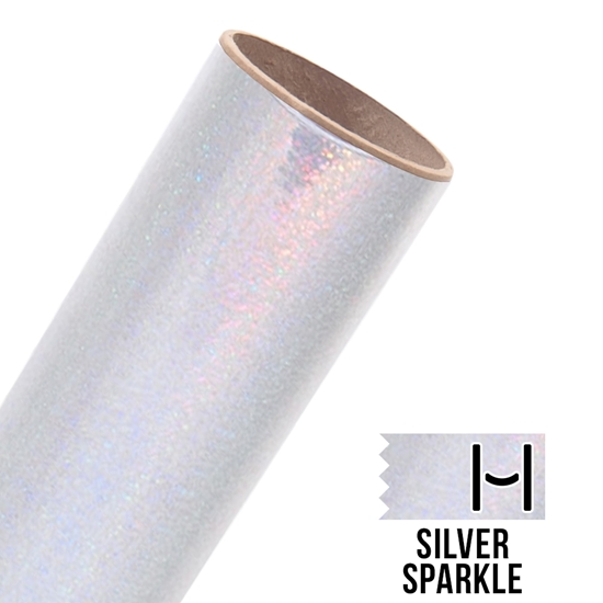 Picture of Happy Face Foil Adhesive Vinyl - Silver Sparkle