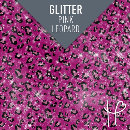 Picture of Happy Face Glitter Pattern Adhesive Vinyl - Pink Leopard