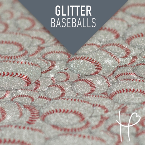 Picture of Happy Face Glitter Pattern Adhesive Vinyl - Baseballs
