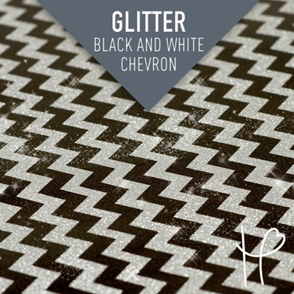 Picture of Happy Face Glitter Pattern Adhesive Vinyl - Black and White Chevron