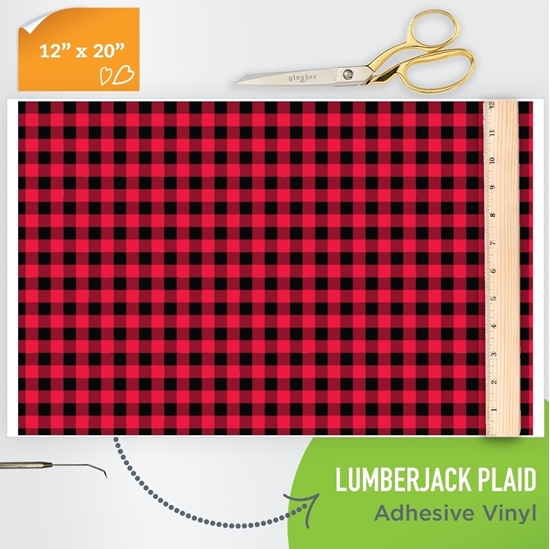 Picture of Happy Face Pattern Adhesive Vinyl - Lumberjack