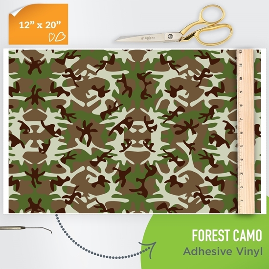 Picture of Happy Face Pattern Adhesive Vinyl - Forest Camo