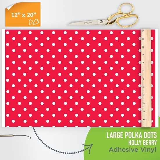Picture of Happy Face Pattern Adhesive Vinyl - Large Polka Dot Holly Berry