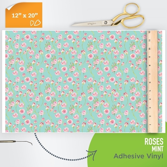 Picture of Happy Face Pattern Adhesive Vinyl - Roses - Mint