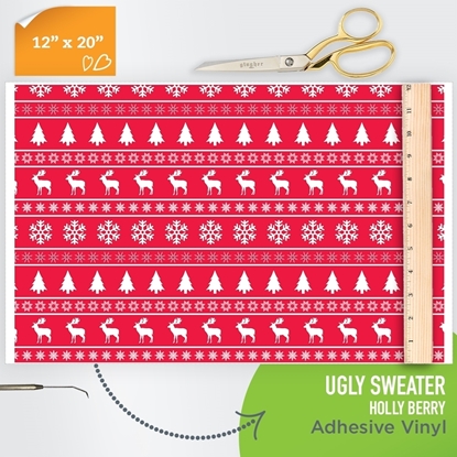 Picture of Happy Crafters Pattern Adhesive Vinyl - Ugly Sweater Holly Berry