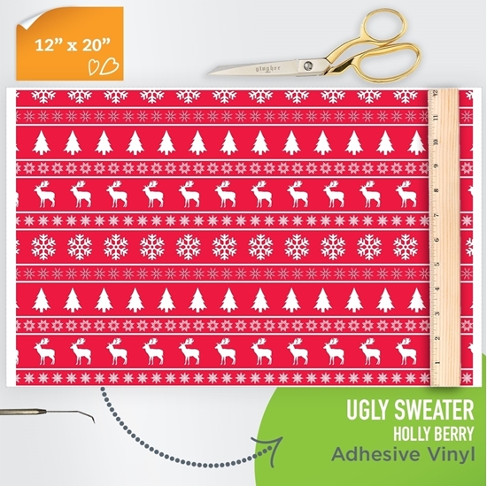 Picture of Happy Crafters Pattern Adhesive Vinyl - Ugly Sweater Holly Berry