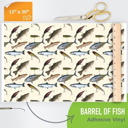 Picture of Happy Face Pattern Adhesive Vinyl - Barrel of Fish