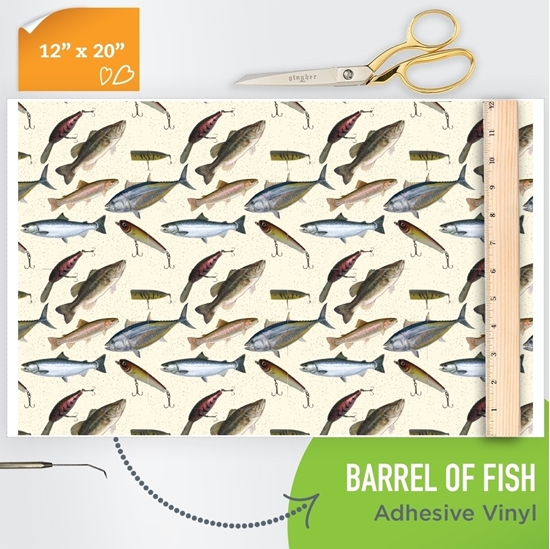 Picture of Happy Face Pattern Adhesive Vinyl - Barrel of Fish