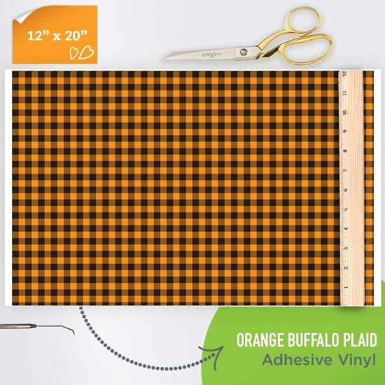 Picture of Happy Face Pattern Adhesive Vinyl - Orange Buffalo Plaid