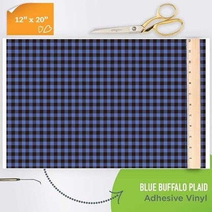 Picture of Happy Face Pattern Adhesive Vinyl - Blue Buffalo Plaid