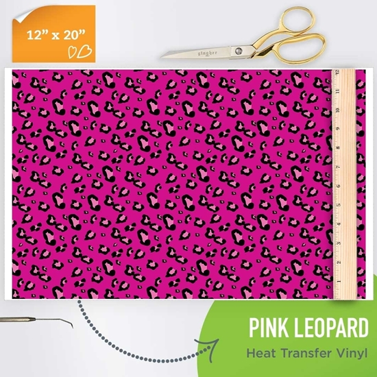 Picture of Happy Face Pattern Iron On Vinyl - Pink Leopard